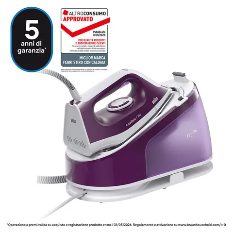 Braun CareStyle 1 Pro - Sistema Stirante a Vapore con Caldaia, Ferro da Stiro con Potente