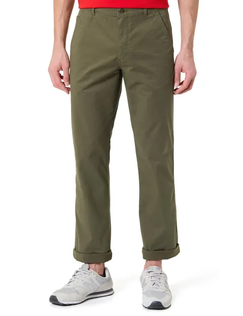 Calvin Klein Pantaloni Chino da Uomo in Cotone firmati Slim LV040EM628 Chino, Beige (Fatica), 33W/34L, Beige (Fatigue), W33 / L34