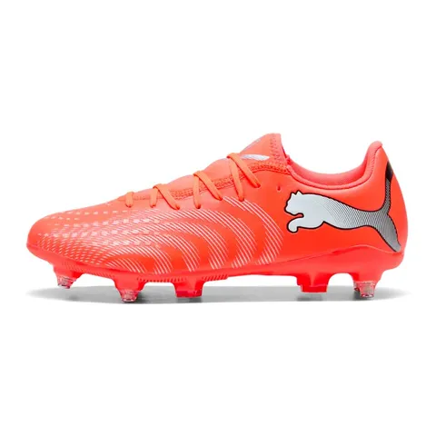 PUMA Scarpa da Calcio Unisex Future 9 Play MXSG, Rosso Brillante, Bianco, Nero, Argento
