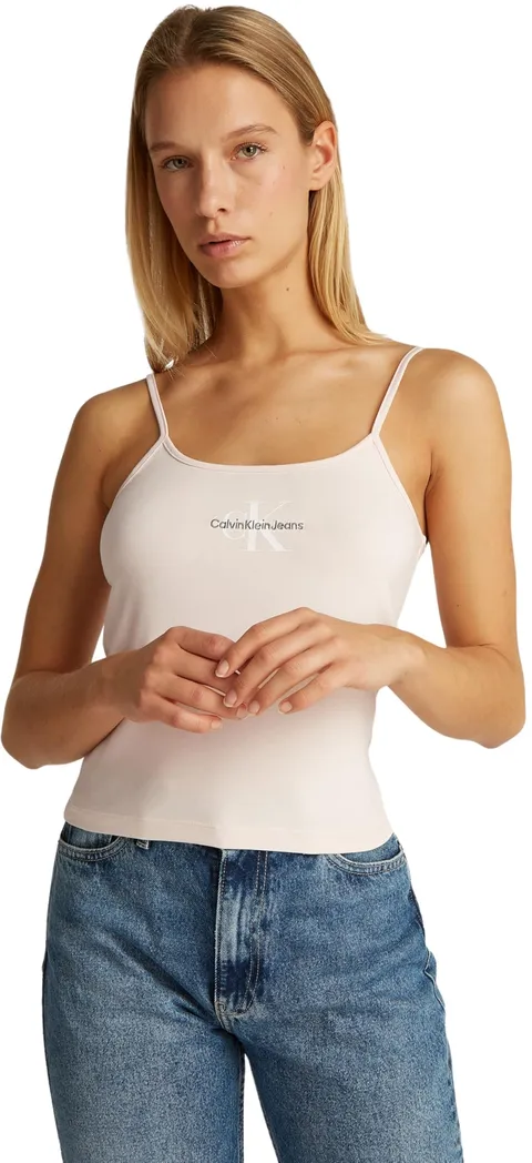 Calvin Klein Canotte Donna Strappy Tank Top Slim Fit, Rosa (Silver Peony), XXS