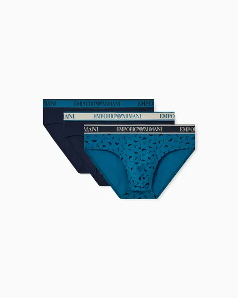 Emporio Armani Men's Core Logoband 3-Pack Brief Blue M