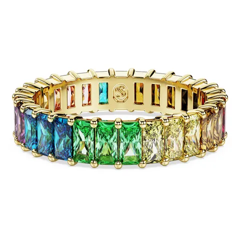 Swarovski Anello Matrix, Taglio baguette, Multicolore, Placcato color oro
