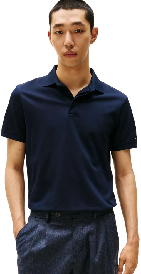 Tommy Hilfiger Uomo Maglietta Polo Maniche Corte Hidden Placket con Chiusura con Bottoni