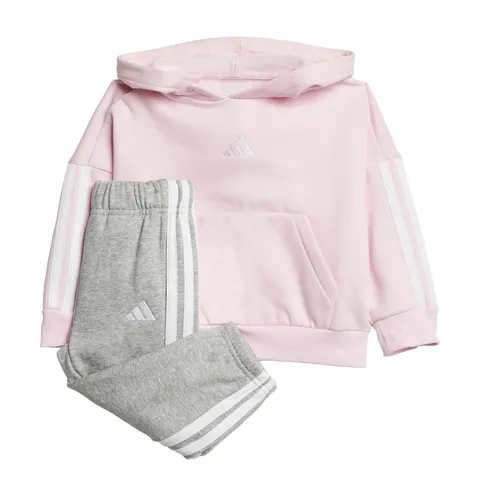 adidas Unisex - Bimbi 0-24 Essentials Hooded Jogger Track Suit, clear pink/white, 3-6