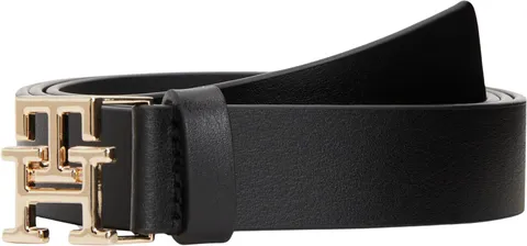 Tommy Hilfiger Donna Cintura Logo 2,5 cm in Pelle, Nero (Black), 85 cm