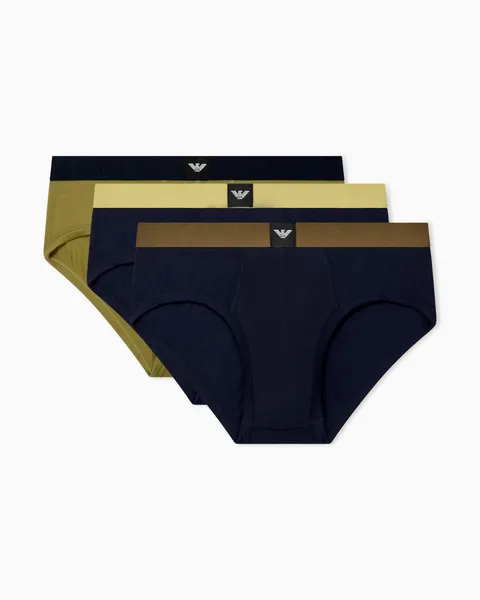 Emporio Armani Men's Essential Logolabel 3-Pack Brief Blue L