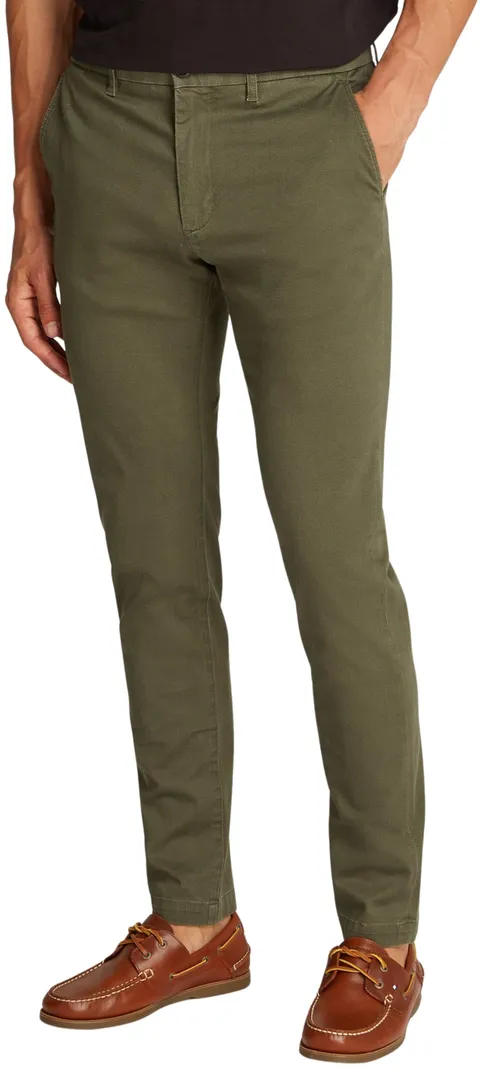 Tommy Hilfiger Uomo Pantaloni Chino Bleecker Printed Structure Slim Fit, Verde (Army Green), 28W/30L