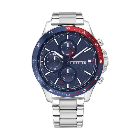 Tommy Hilfiger Orologio Analogico Multifunzione al Quarzo da Uomo con Cinturino in Acciaio Inossidabile Argentato - 1791718