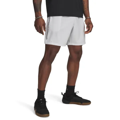 Under Armour Uomo Tech Woven Wordmark Short, Pantaloni Corti Allenamento Leggeri e Traspiranti, Comodi Shorts Sportivi per Palestra, Running e Atletica Leggera,Distant Gray/Black,XS