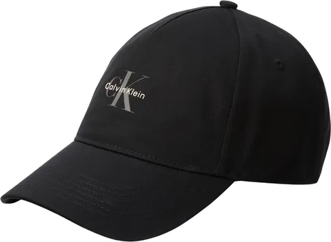 Calvin Klein Uomo Cappellino Mono Logo Panel in Cotone, Nero (Black), Taglia Unica