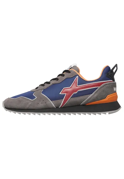 w6yz Sneakers in Tessuto Tecnico e Suede, Antracite-Blu- 44