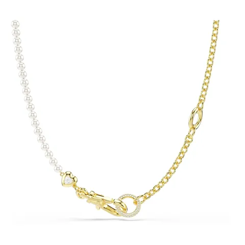 Swarovski Collana Idyllia, Crystal Pearl, Bianca, Placcato color oro