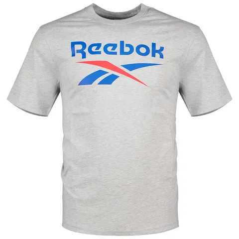 Reebok Bruno Big Logo Crew Neck SS Tee Shirt Uomo, Light Grey Marl, XS