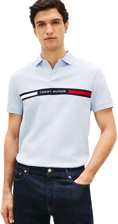 Tommy Hilfiger Polo da Uomo Hilfiger con Inserto sul Petto Reg MW0MW38130 S/S, Blu, XL