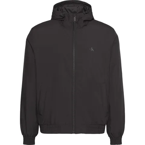 Calvin Klein Uomo Giacca a Vento Hooded Ripstop Harrington con Cappuccio, Nero (Black), L