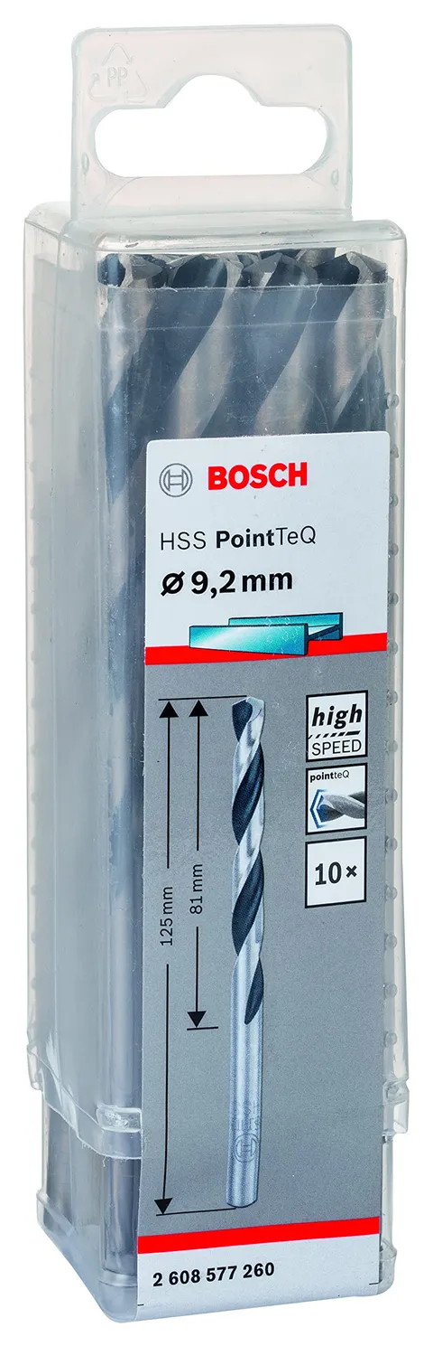 Bosch Accessories 2608577260 HSS PointTeQ (9,2 x 81 x 125 mm) - Set da 10 Pezzi di Punte