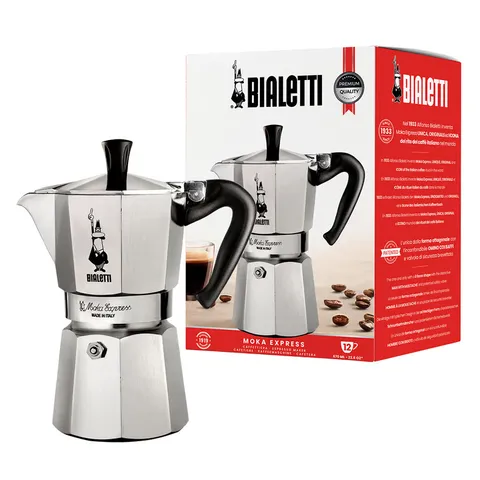 Bialetti Caffettiera Moka Express 12 Tazze, Manico anti scottatura, Non adatta a