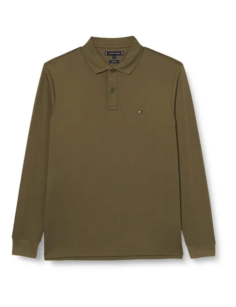 Tommy Hilfiger Uomo Maglietta Polo Maniche Lunghe Liquid Cotton Regular Fit, Multicolore