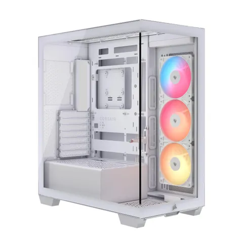 CORSAIR 3500X RS-R ARGB Case PC Mid-Tower Panoramico - 3 Ventole RS120-R ARGB Preinstallate, Compatibile con Fino a 10 Ventole da 120 mm, Scheda Madre con Connessione Inversa Compatibile - Bianco