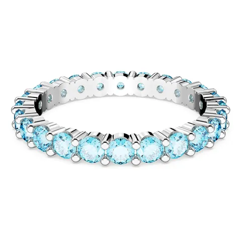 Swarovski Anello Matrix, Taglio Round, Blu, Placcato rodio