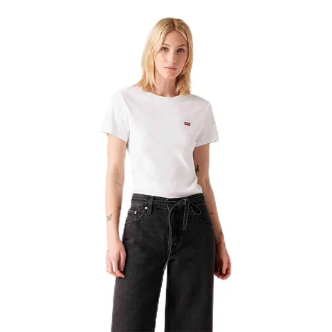 Levi's Maglietta a Maniche Corte da Donna Essential Housemark, Bianco., L
