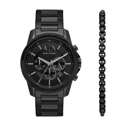 Armani Exchange Orologio da uomo nero, movimento cronografo al quarzo e cassa da 44 mm