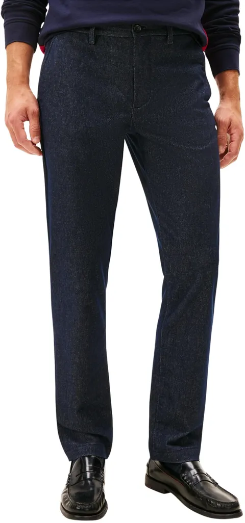 Tommy Hilfiger Uomo Pantaloni Chino Denton Brushed Marl Straight Fit, Blu (Desert Sky), 33W/34L
