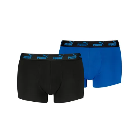PUMA Men's Elements Trunk, Black/Blue, XXL (2er Pack)