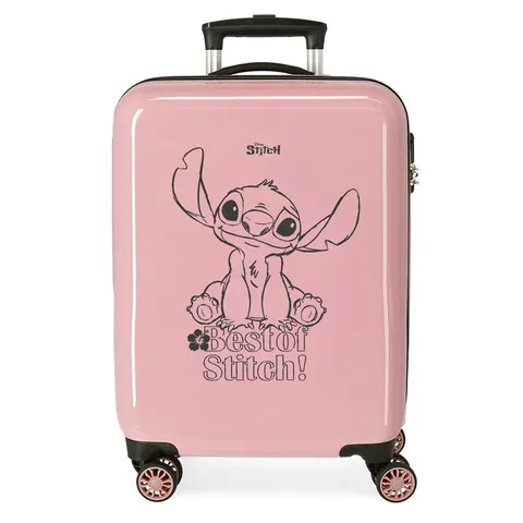 Disney Best of Stitch - Valigia da cabina rosa, 38 x 55 x 20 cm, rigida ABS, chiusura a