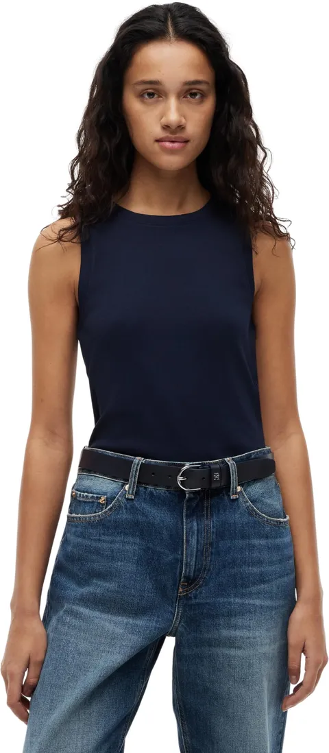 Tommy Hilfiger Donna Canotta Multistripe Slim Fit, Blu (Dark Night Navy), XS