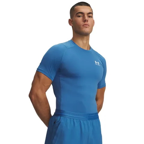 Men's Heatgear Compression Shirt Aegean Blue/White S S