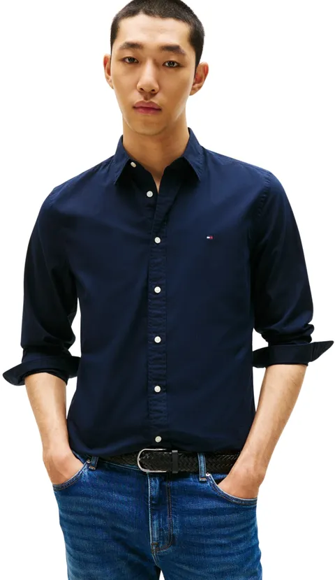 Tommy Hilfiger Uomo Camicia Flex Poplin Kent Collar Slim Fit, Blu (Desert Sky), XXL