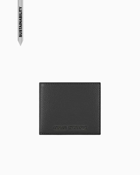 Armani Exchange Portafoglio da uomo Madrid, Essential, con logo in metallo, colore: nero