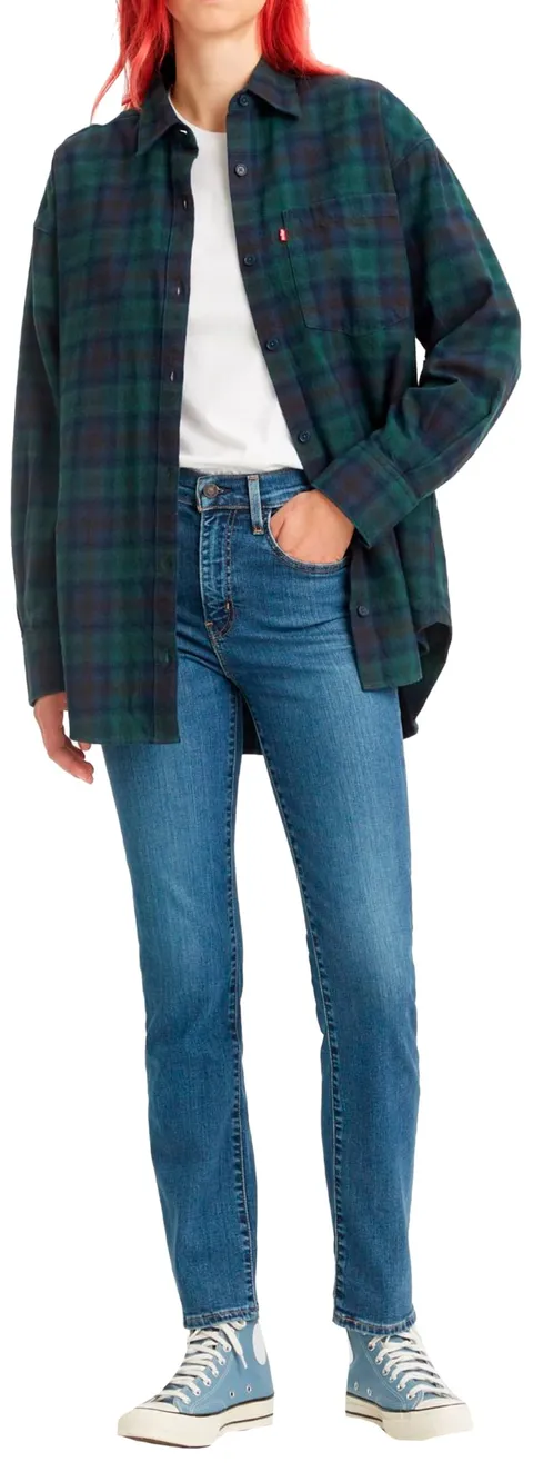 Levi's 724 High Rise Straight, Jeans Donna, Blu (Blue Wave Mid), 33W / 32L