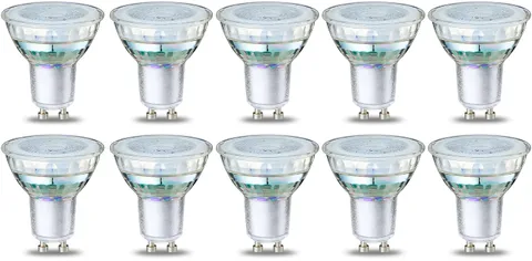 Amazon Basics Confezione da 10 faretti LED GU10, 4 W (equivalente a 50 W), con filamento
