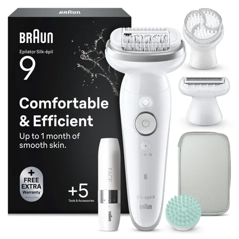 Braun Silk-Épil 9 Skinspa, Epilatore Elettrico Donna con Testina Flessibile, Wet&Dry