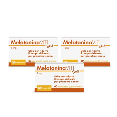 Melatonina Viti - Fast, 1 mg di Melatonina, 3x60 Compresse al Gusto Arancia, Integratore