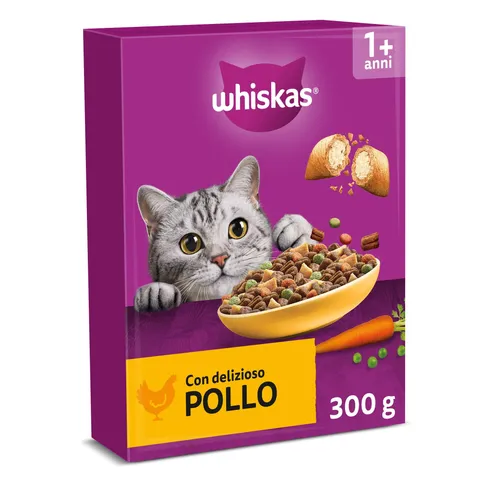 WHISKAS Cibo Secco per Gatti Adulti 300g con Pollo, confezione da 14