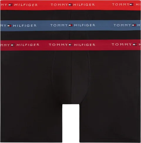 Tommy Hilfiger Uomo Slip Boxer Confezione da 3 con Fascia con Logo, Nero (Fre Rd/AE