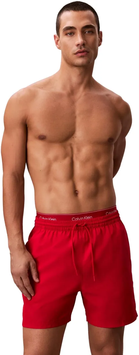 Calvin Klein Uomo Pantaloncino da Bagno Medium Drawstring con Coulisse, Rosso (Red Gala), 4XL