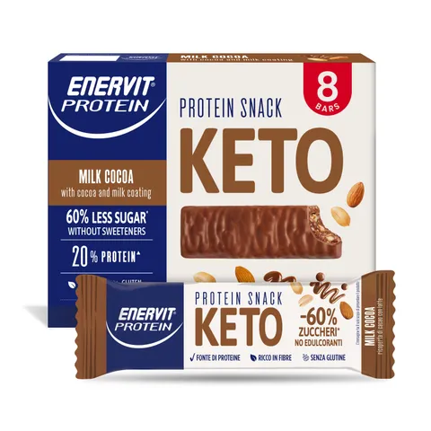 Enervit, Protein Snack Milk Choco, -60% di Zuccheri, Ricco in Fibre, Per il Controllo del