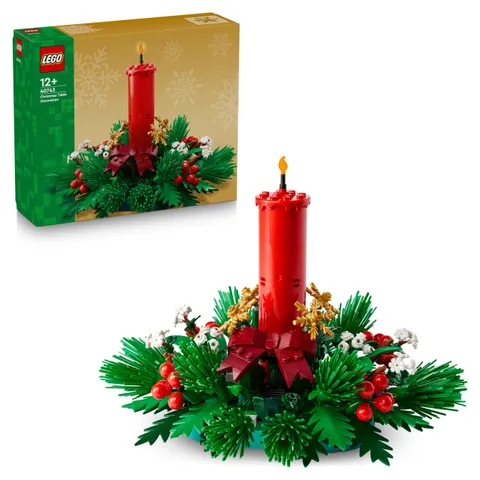 LEGO Decorazione da Tavolo Natalizia - Candela Rossa Giocattolo da Esposizione con