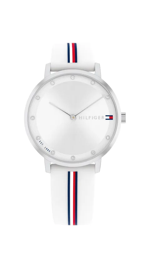 Tommy Hilfiger Orologio Con Movimento Al Quarzo A Due Lancette da Donna con Cinturino in Silicone Bianco - 1782735, White