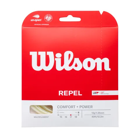 Wilson Set di Corde da Tennis Repel 17 Reel (Naturale), Controllo Supremo Ed Effetto