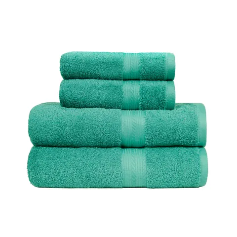 Amazon Basics Set Asciugamani Bagno Spugna 100% Cotone 2 Teli + 2 Asciugamani Viso, Verde