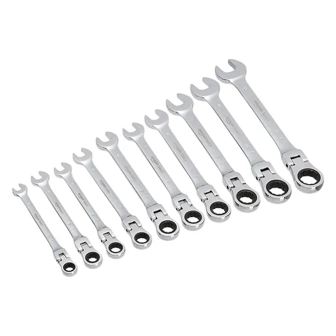 Amazon Basics Set di chiavi inglesi a cricchetto, flessibile, 10 pezzi