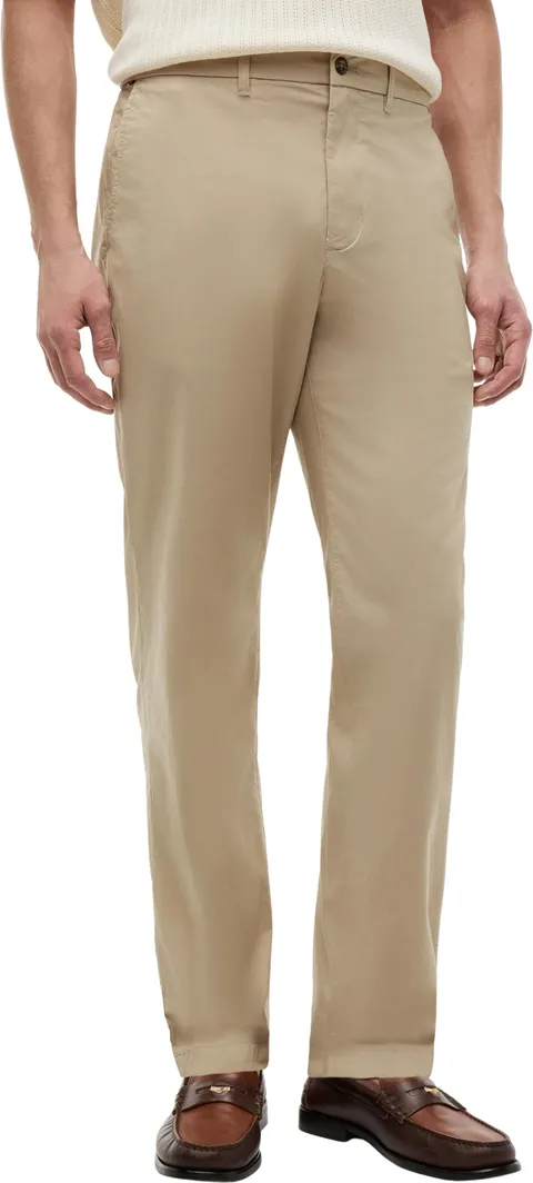 Tommy Hilfiger Uomo Pantaloni Chino Harlem Poplin Tapered Fit, Beige (Sandalwood), 32W/34L