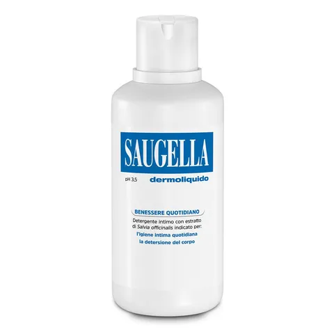 Saugella Dermoliquido Detergente Intimo Quotidiano, pH 3.5, Antiodore, Rinfrescante e
