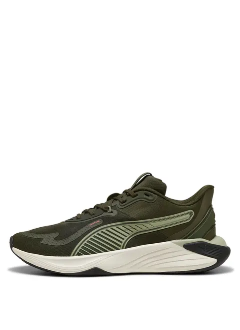 Puma PWR Hybrid TR Cross Trainer Unisex, Verde Oliva Scuro Lux Army Rosso Incandescente