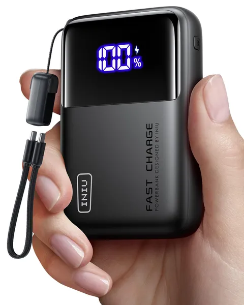INIU 65W Fast Charging Laptop Power Bank, Compatto 20000mAh Powerbank con Cavo USB-C